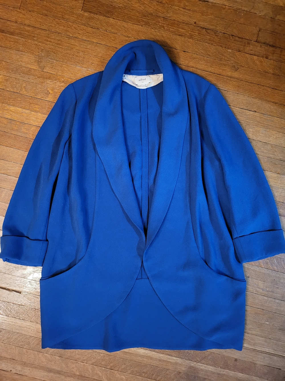 Wilfred - Aritzia North Blazer In Cobalt/Royal Blue Draped Open-Front